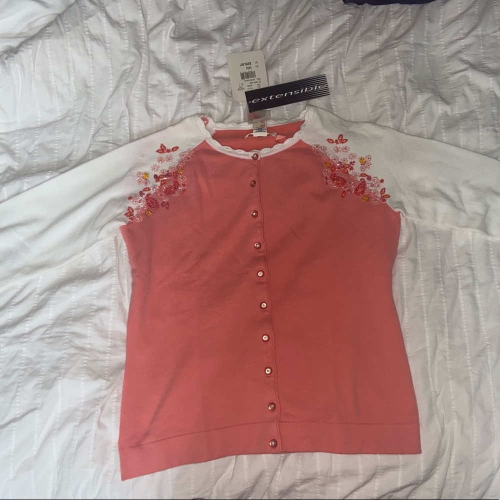 Peach coloured long sleeve button up